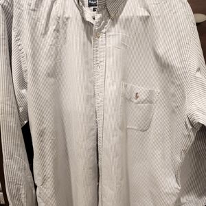 Pale blue and white stripe Ralph Lauren button down shirt